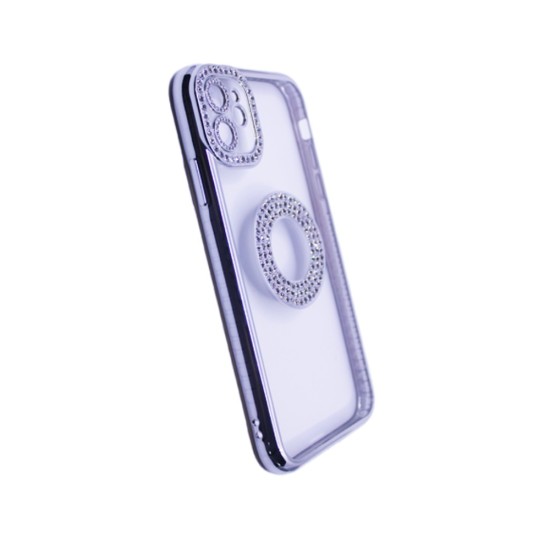 Soft Silicone Case with Diamond Design for Apple iPhone 12 Silver Soft Silicone Case with Diamond Design for Apple iPhone 12 Silver